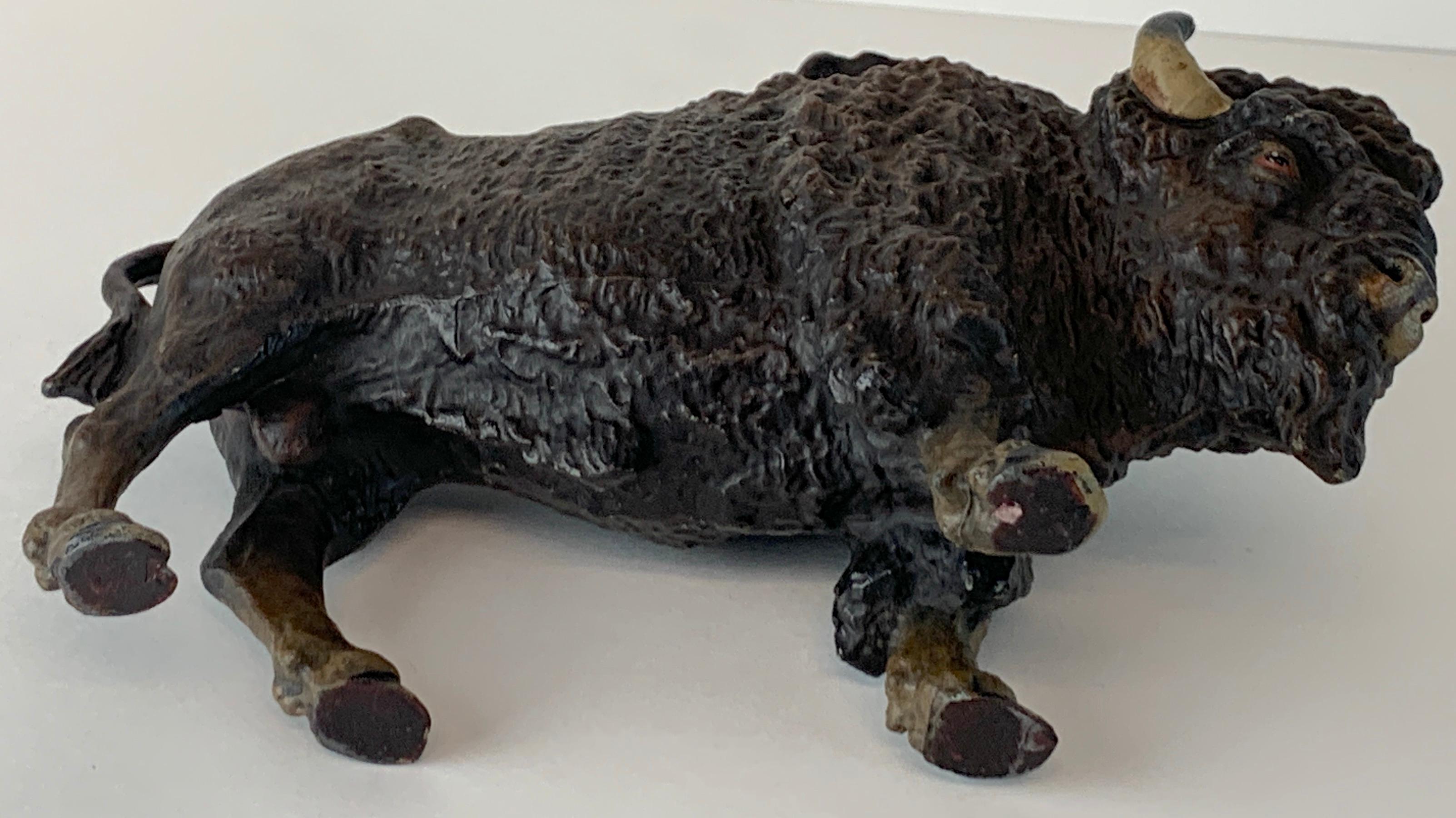 Vienna Style Cold Painted Metal Bison Inkwell 1