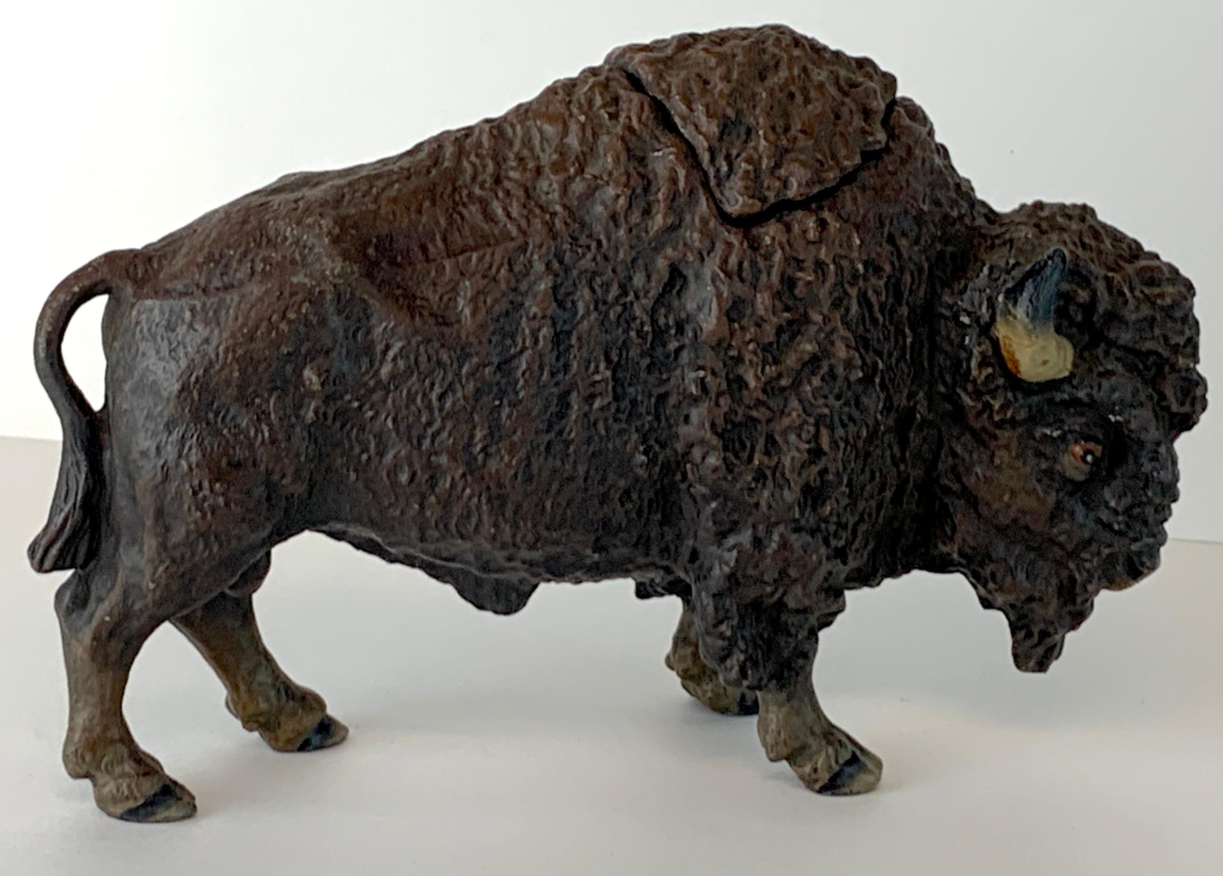 Vienna Style Cold Painted Metal Bison Inkwell 2