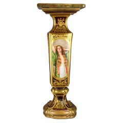 Vienna Style Gilt and Polychrome Decorated Porcelain Pedestal