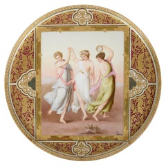 Used Vienna Style Porcelain Charger of 'The Three Graces'