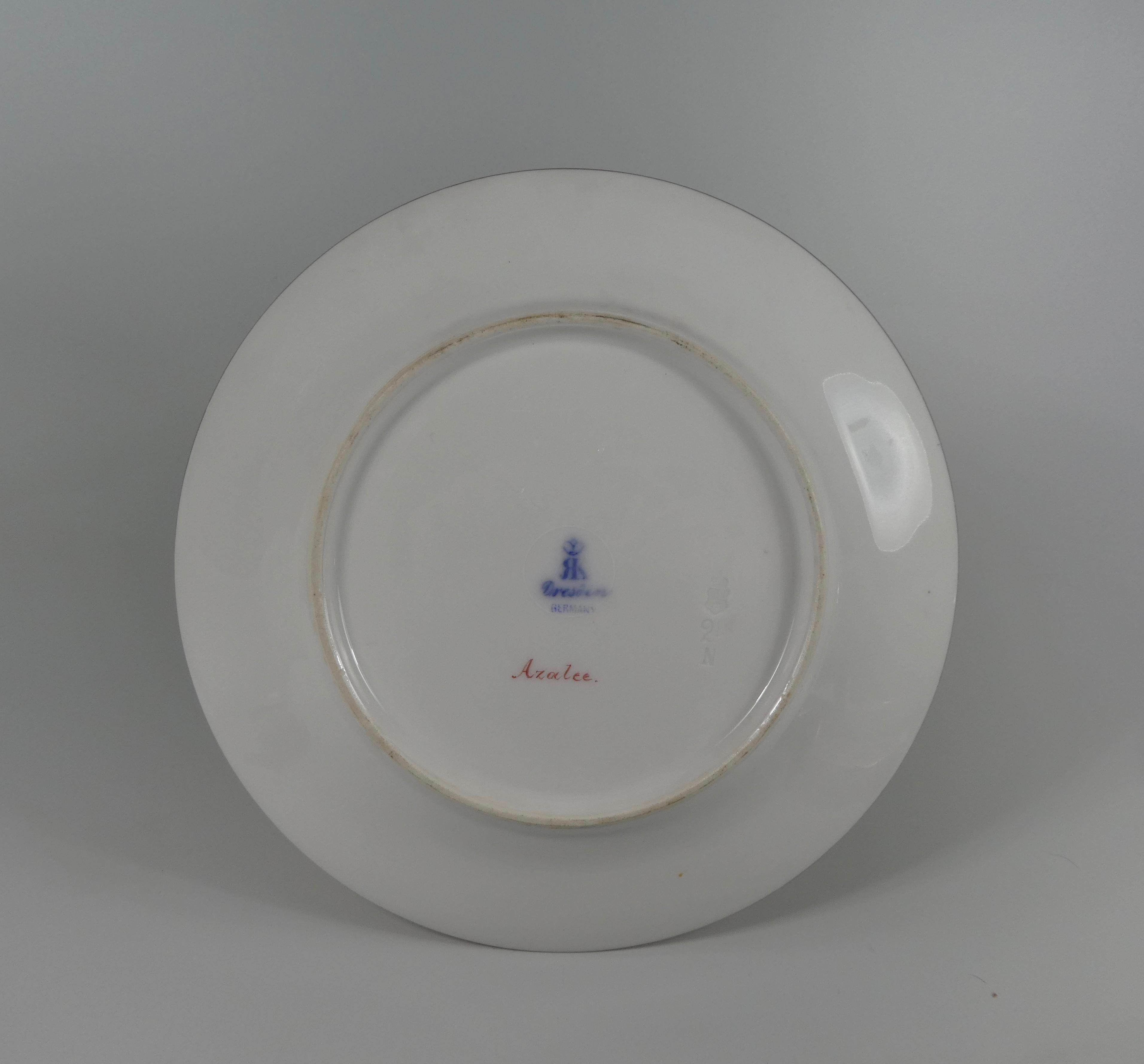 Fired ‘Vienna’ Style Porcelain Plate, ‘Azalee’, Signed C. Kiesel, circa 1900