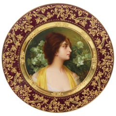 ‘Vienna’ Style Porcelain Plate, ‘Azalee’, Signed C. Kiesel, circa 1900