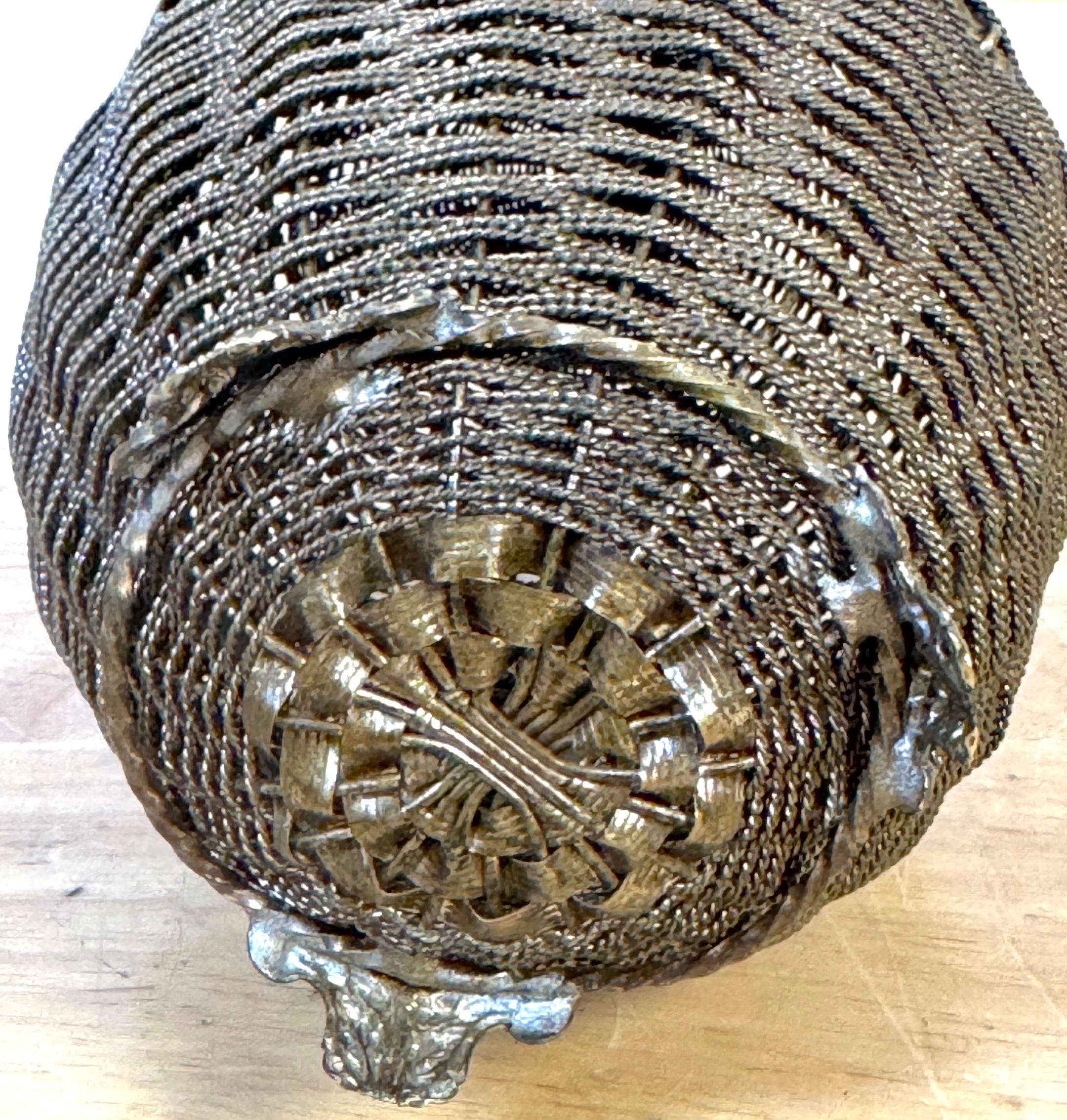 Vienna Woven Bronze Basket Box with Cold-Painted Rabbit, Attributed to Bergman For Sale 4