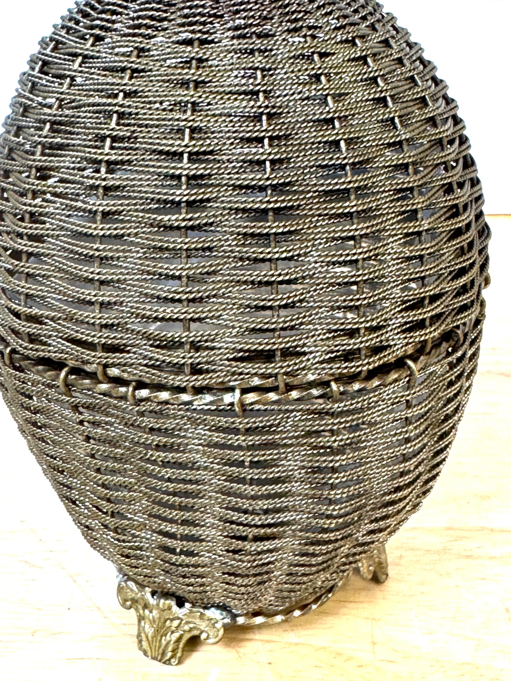 Vienna Woven Bronze Basket Box with Cold-Painted Rabbit, Attributed to Bergman For Sale 2