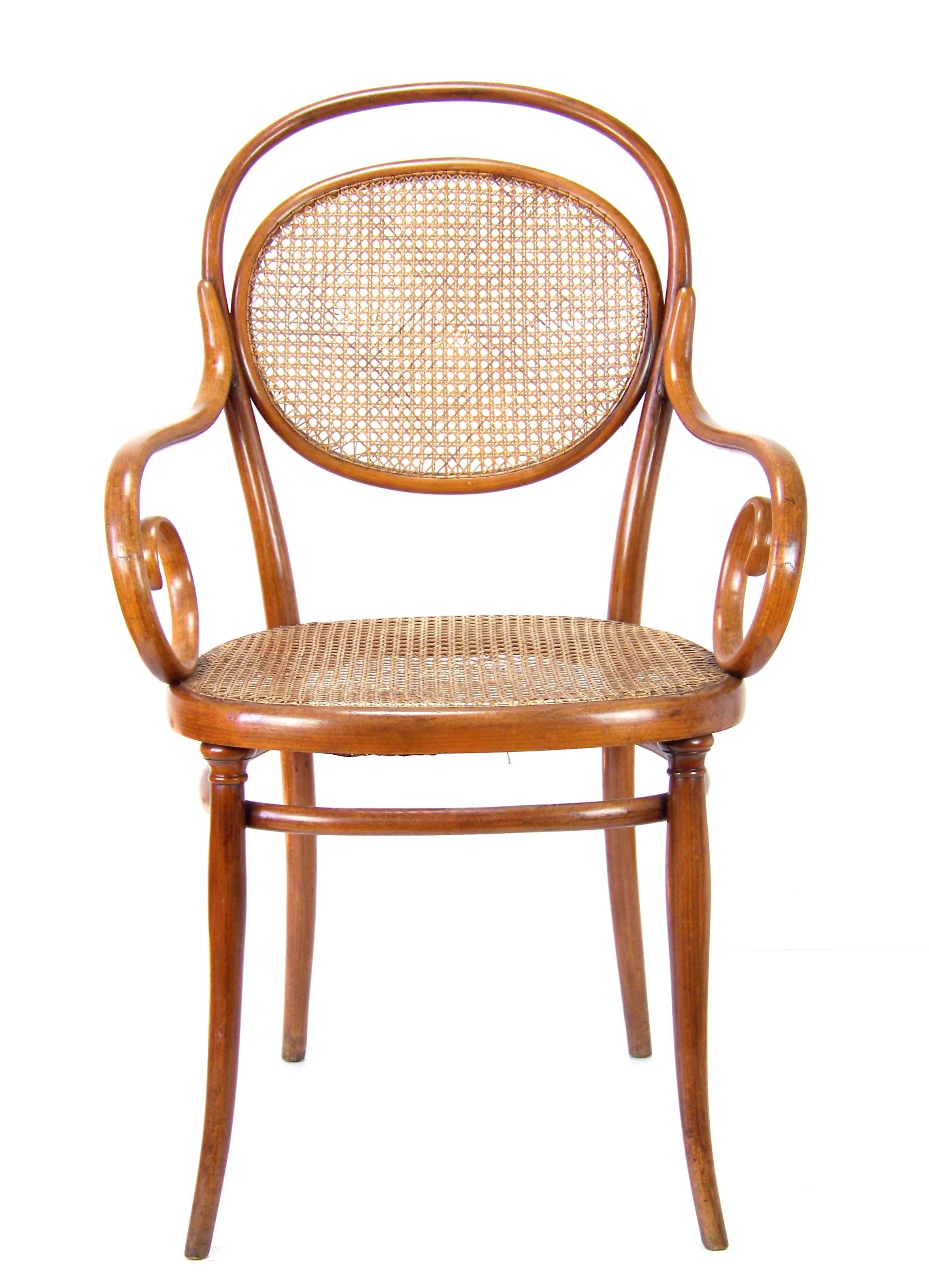 Manufactured in Austria by the Gebrüder Thonet Company. Marked with paper label 