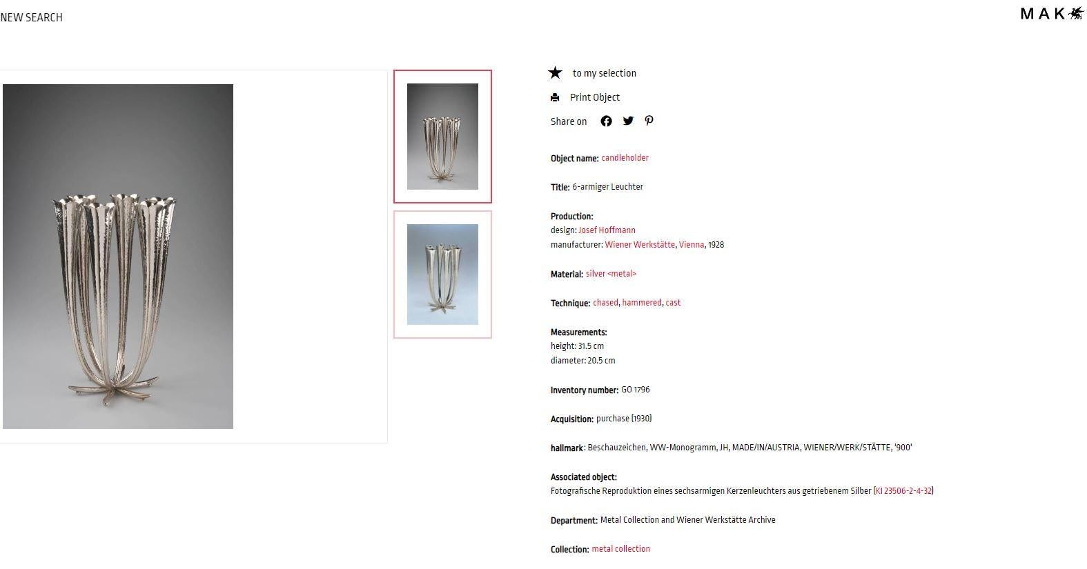 Metà XX secolo Candelabro viennese Art Déco a 4 luci in argento con decorazioni Martelé, 1930 ca. in vendita