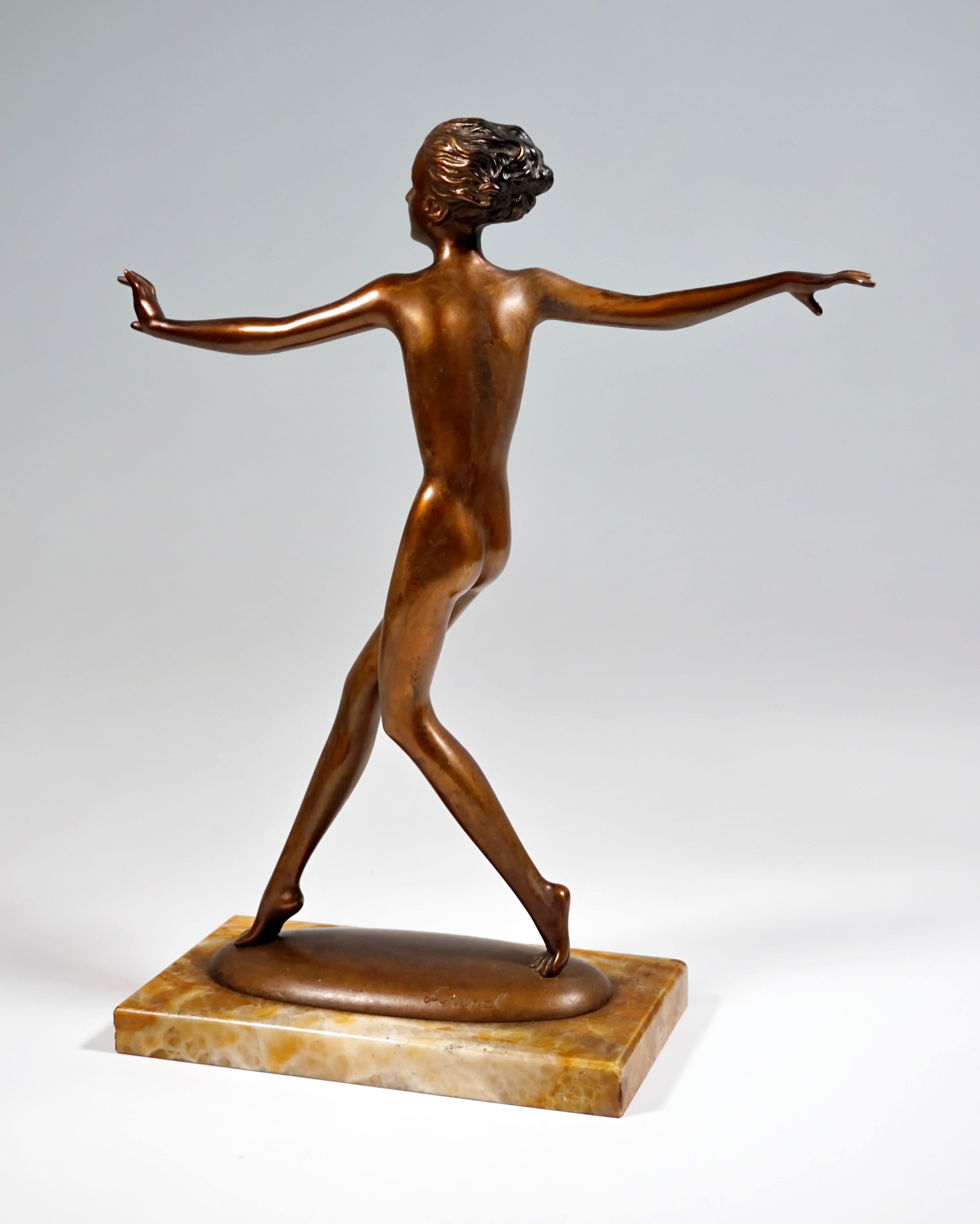 Cast Viennese Art Deco Bronze Dancer by Josef Lorenzl, circa 1915/1920 For Sale