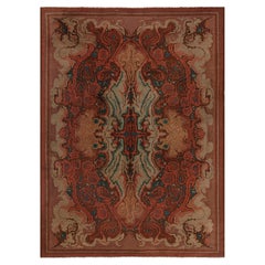 High-quality Viennese Art Deco Handmade Wool Rug in Red Shades