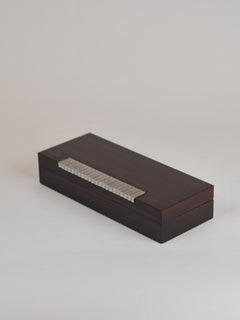 Viennese Art Deco Lidded Box in Exotic Veneer with Architectural Stepped Mount