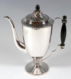 Wiener Art Déco Silber Peche Stil Kaffeekanne von J.C. Klinkosch, um 1920