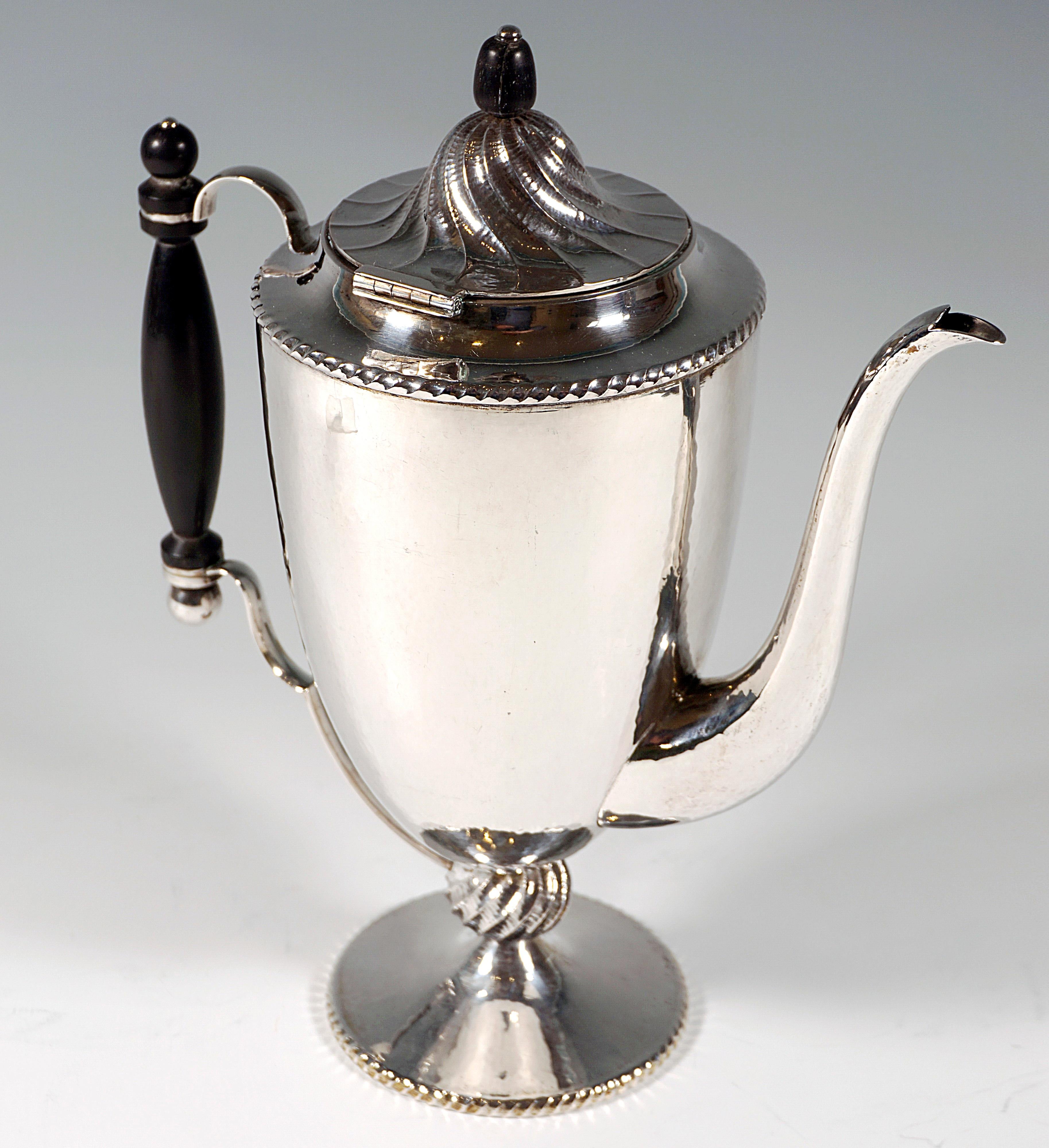 Hand-Crafted Viennese Art Déco Silver Peche Style Coffee Pot by J.C. Klinkosch, Circa 1920 For Sale