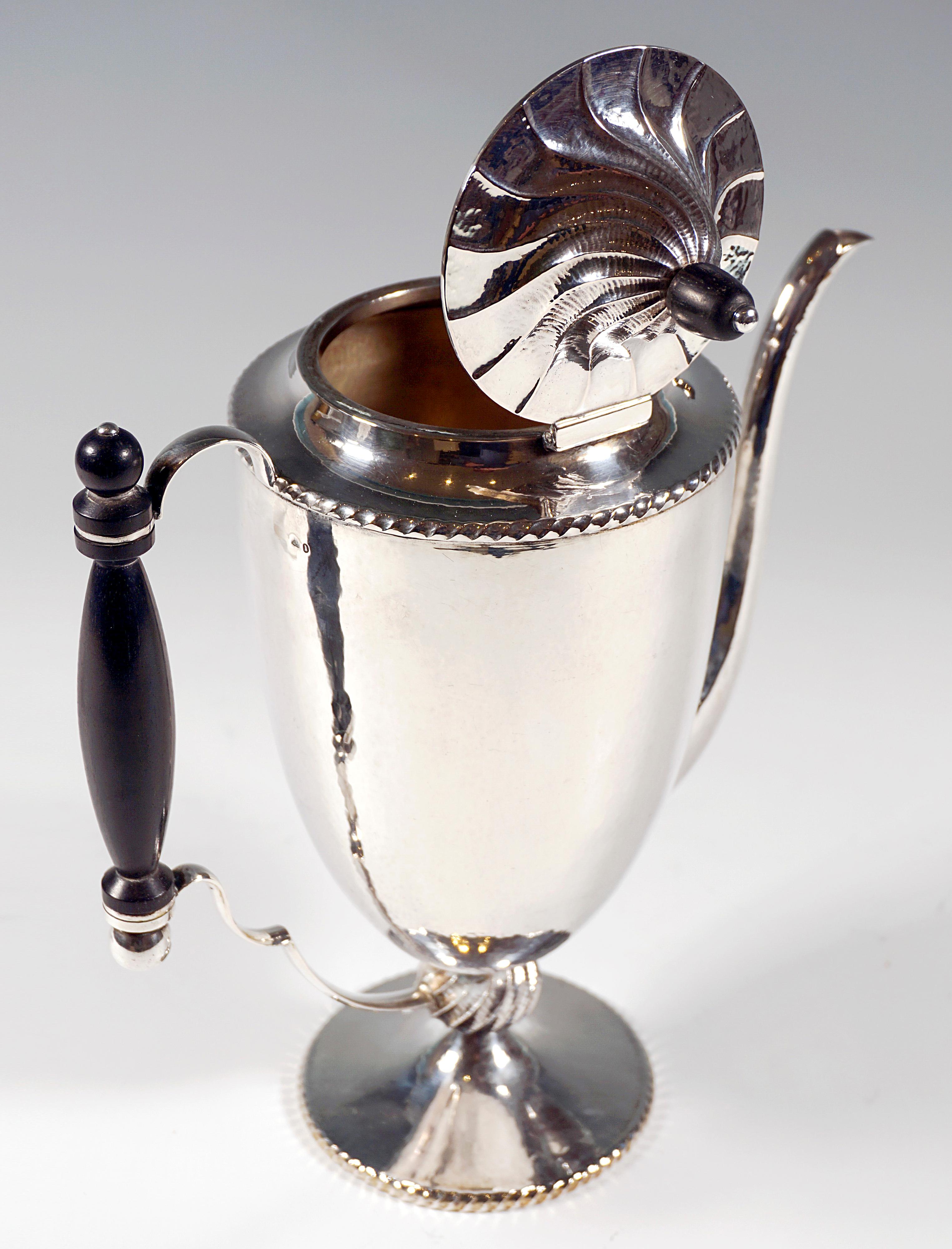 Early 20th Century Viennese Art Déco Silver Peche Style Coffee Pot by J.C. Klinkosch, Circa 1920 For Sale