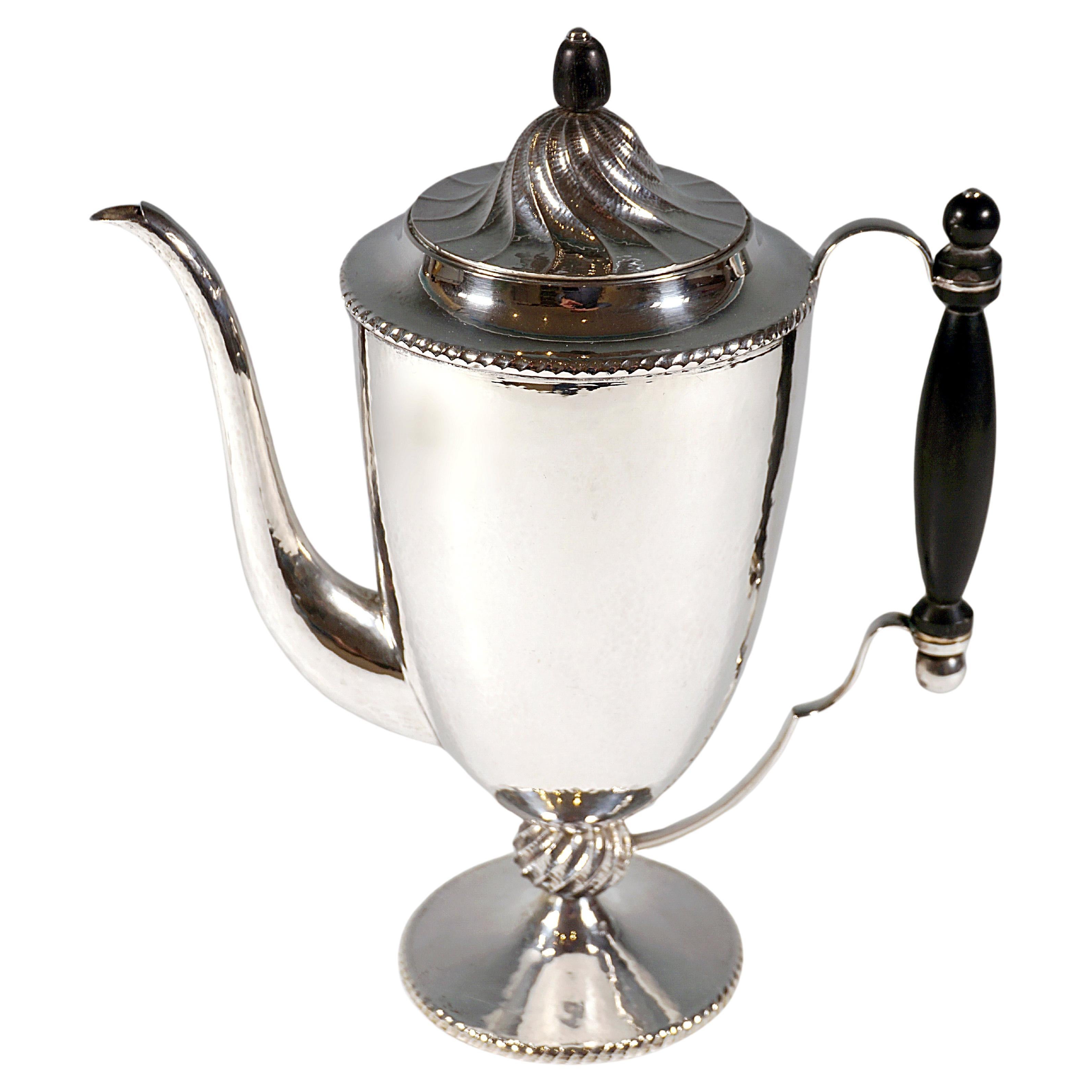 Viennese Art Déco Silver Peche Style Coffee Pot by J.C. Klinkosch, Circa 1920