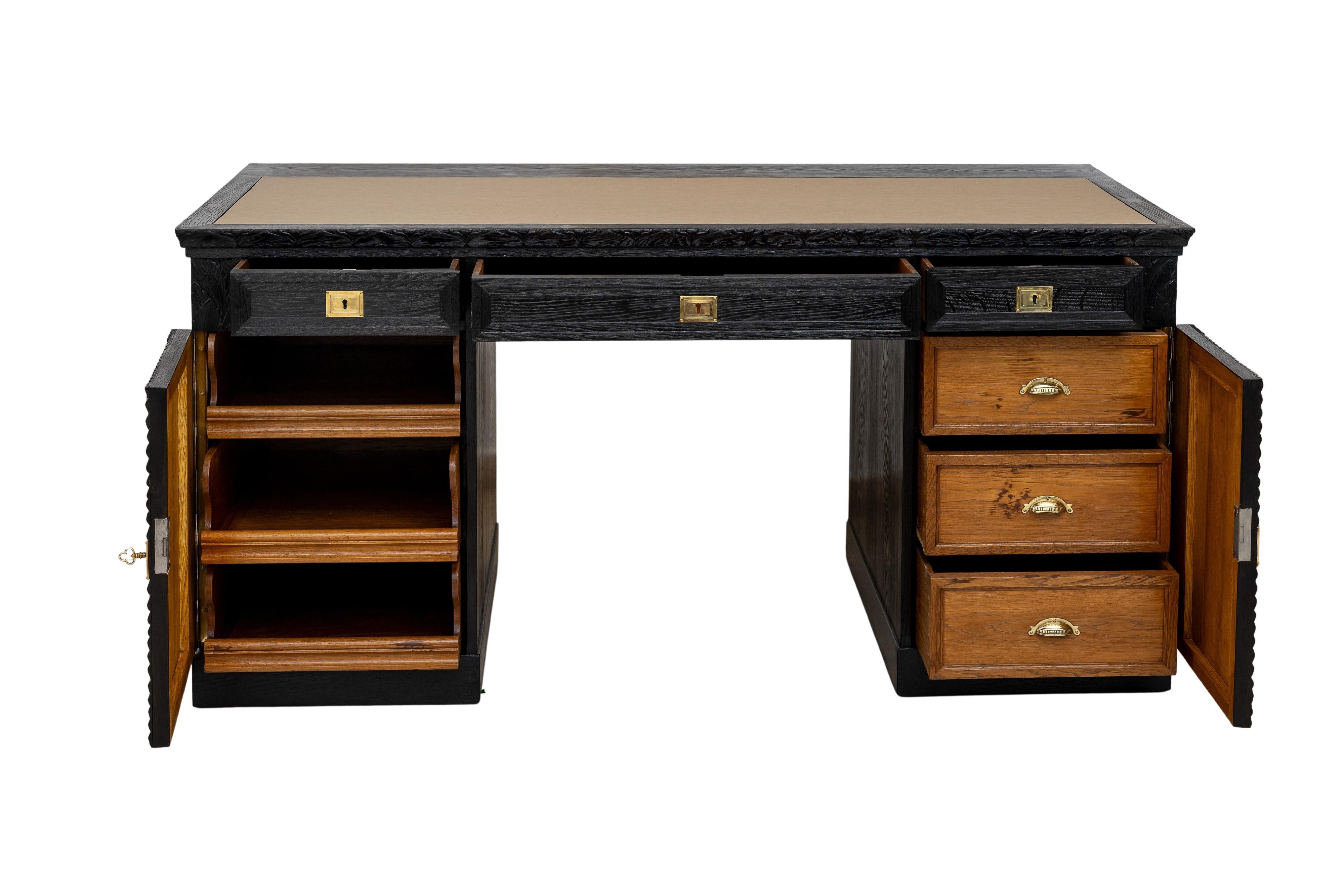 Austrian Viennese Art Nouveau desk with armchair Hans Bolek August Ungethüm 1913 For Sale