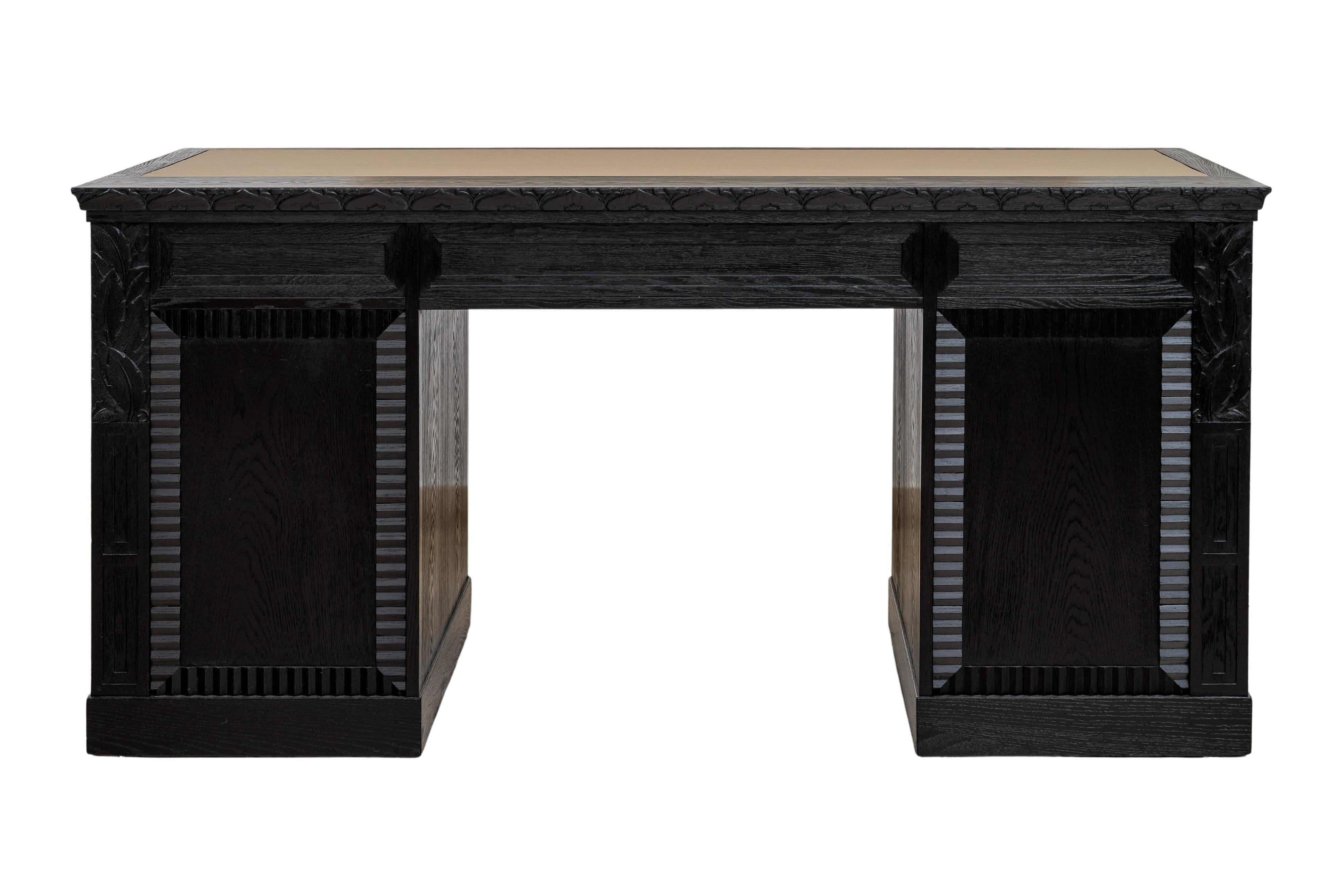 Spruce Viennese Art Nouveau desk with armchair Hans Bolek August Ungethüm 1913 For Sale