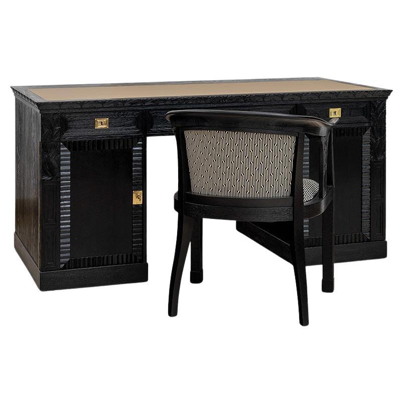 Viennese Art Nouveau desk with armchair Hans Bolek August Ungethüm 1913