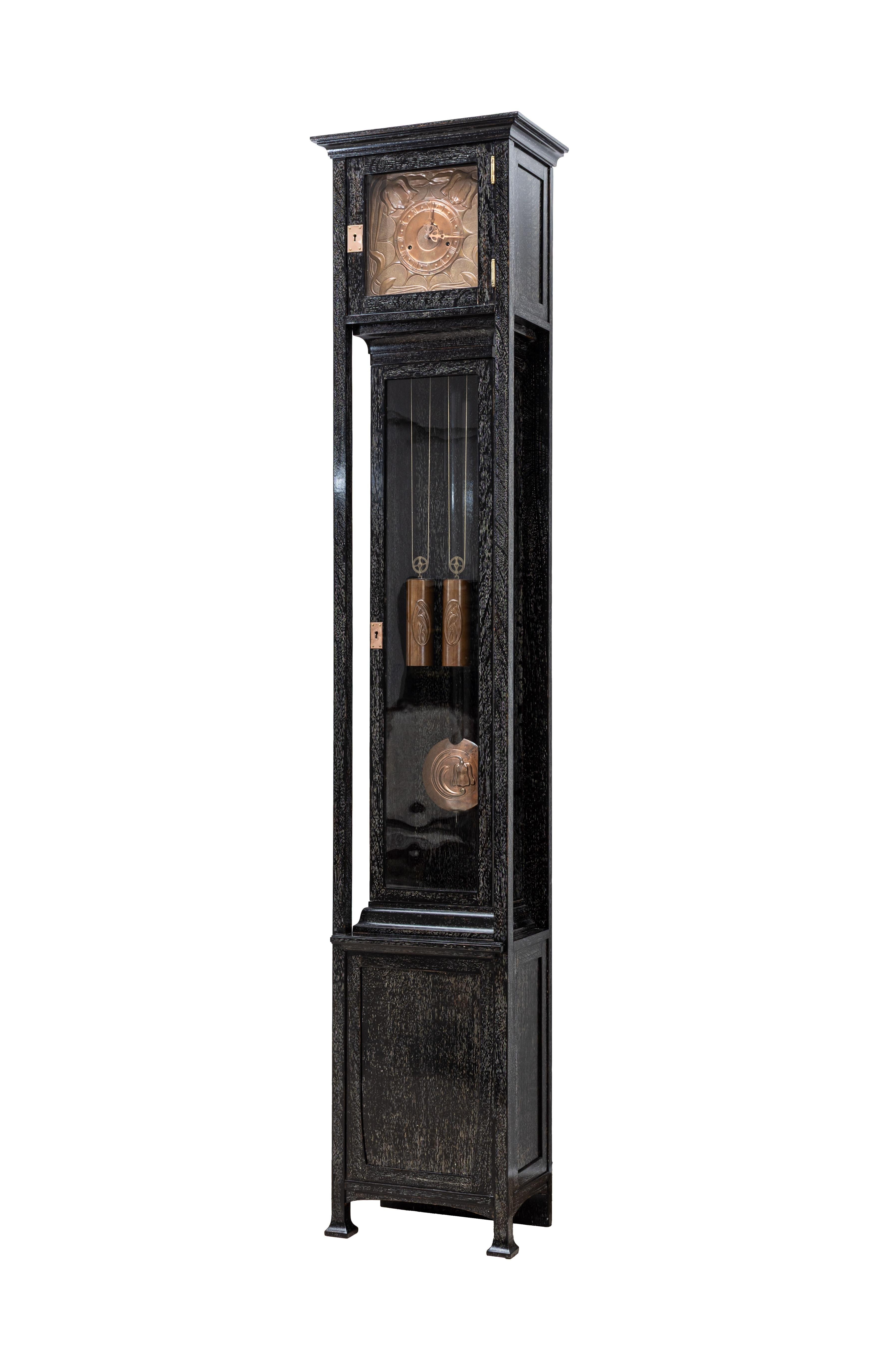 Viennese Art Nouveau grandfather clock Georg Klimt Michael Niedermoser ca. 1900 For Sale 5