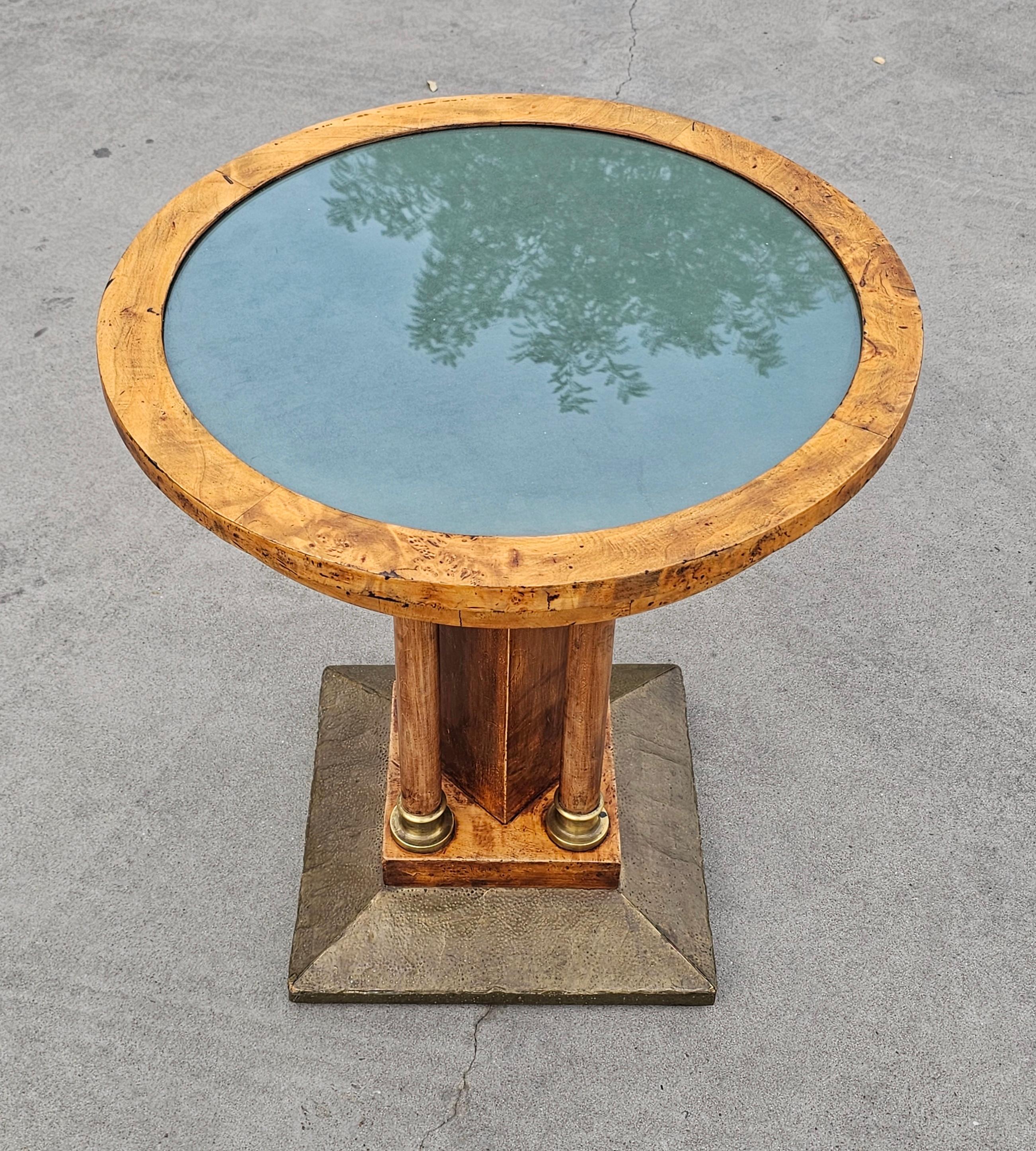 Brass Viennese Secessionist Gueridon Table done in Birdseye Maple, Austria 1900s For Sale