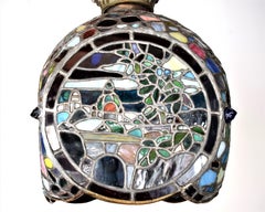 Wiener Jugendstil-Deckenlampe aus Bleiglas; 4 Jahreszeiten