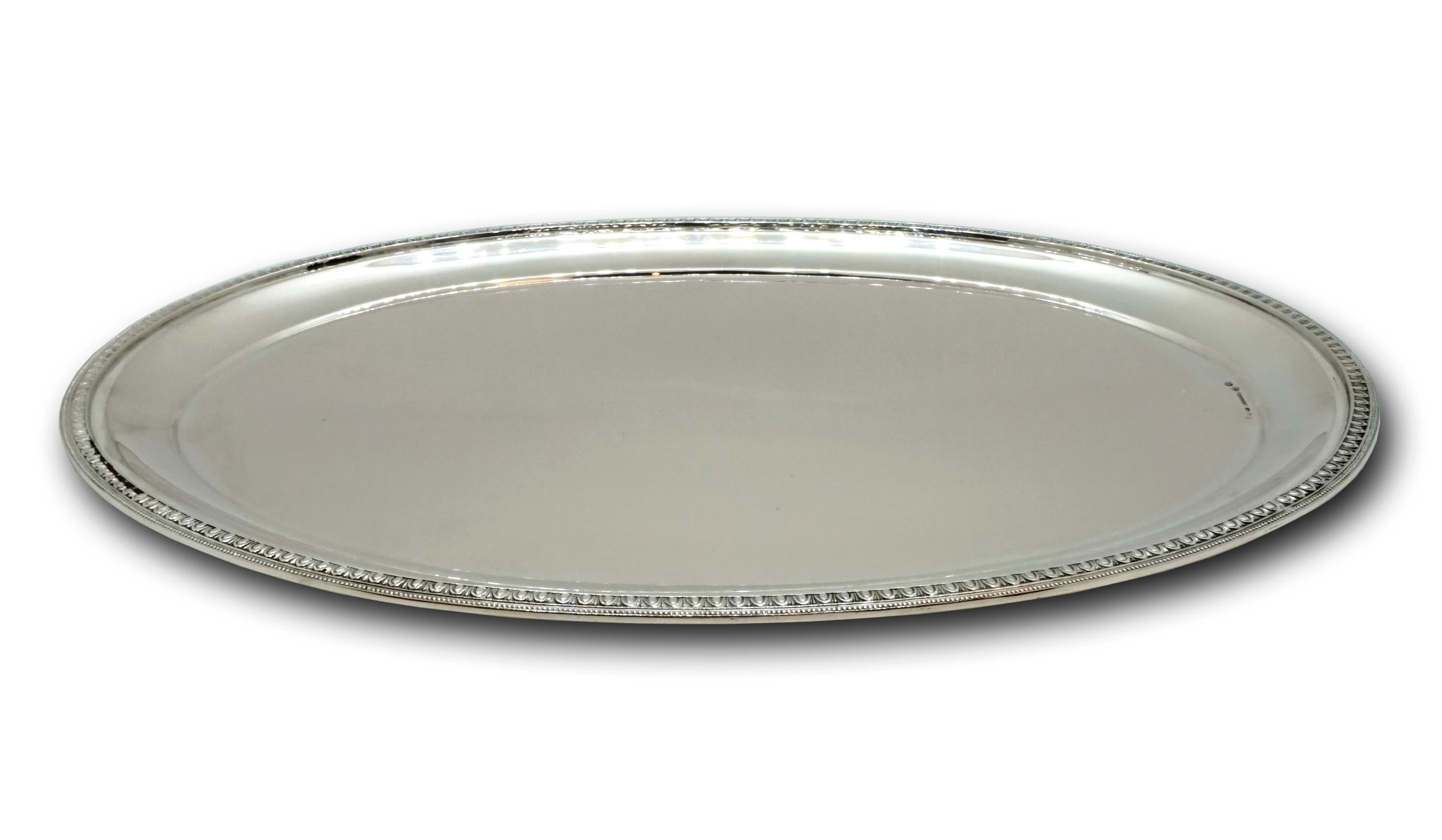 Oval shaped silver plate with egg stick decoration on the edge.

Branded by the Toucan head mark, the Viennese official hallmark 
1922-1939 and from 1946 for 800 silver

SCHWARZ & STEINER: Distributor
Master's sign: 'RS' for 'Rudolf