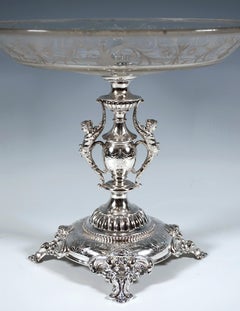 Viennese Art Nouveau Silver Centerpiece With Original Glass Bowl, Around 1900