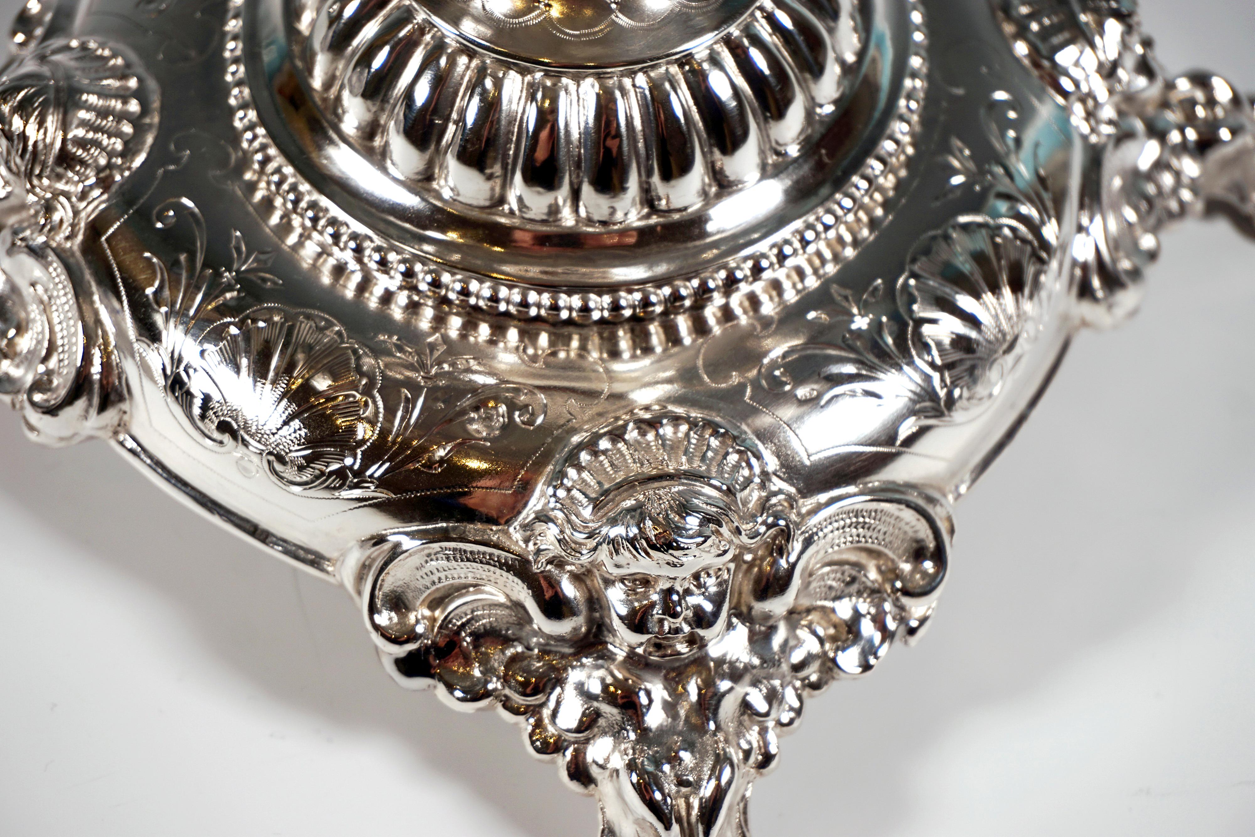 Early 20th Century Viennese Art Nouveau Silver Centerpiece With Original Glass Bowl, Around 1900 For Sale