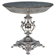 Viennese Art Nouveau Silver Centerpiece With Original Glass Bowl, Around 1900