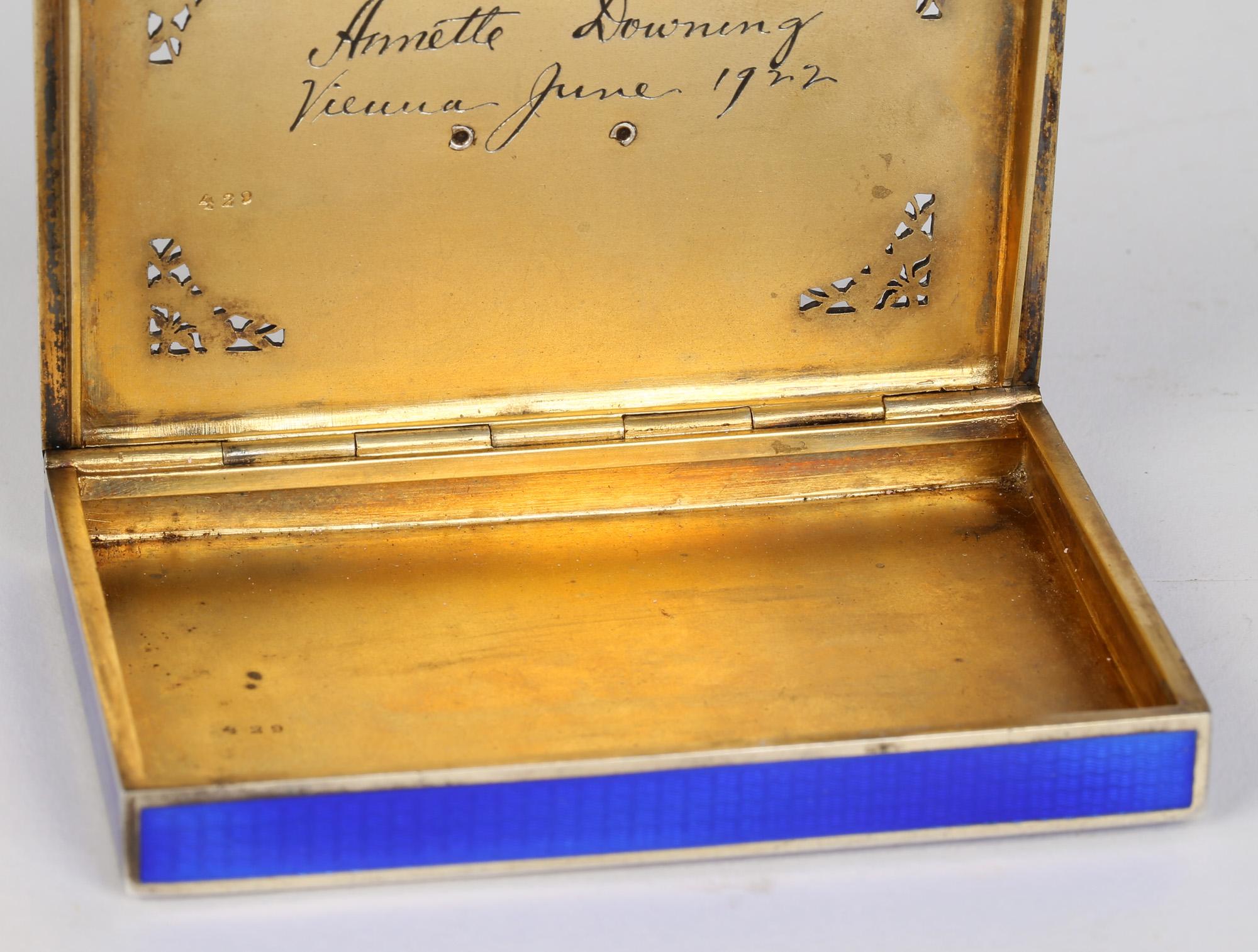 Viennese Austrian Silver Gilt Guilloche Enamel Gem Set Box In Good Condition In Bishop's Stortford, Hertfordshire