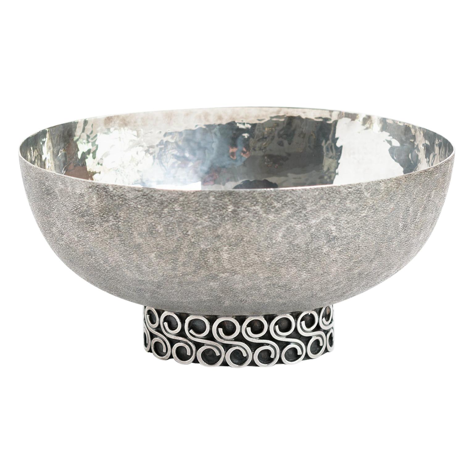 Viennese, Austrian Sterling Silver Crafted Footed Bowl from Mid 20th Century For Sale