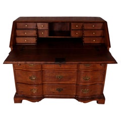 Viennese Baroque Secretary Slant Door Bureau ar 1860 Straight & Heavy Solid Oak