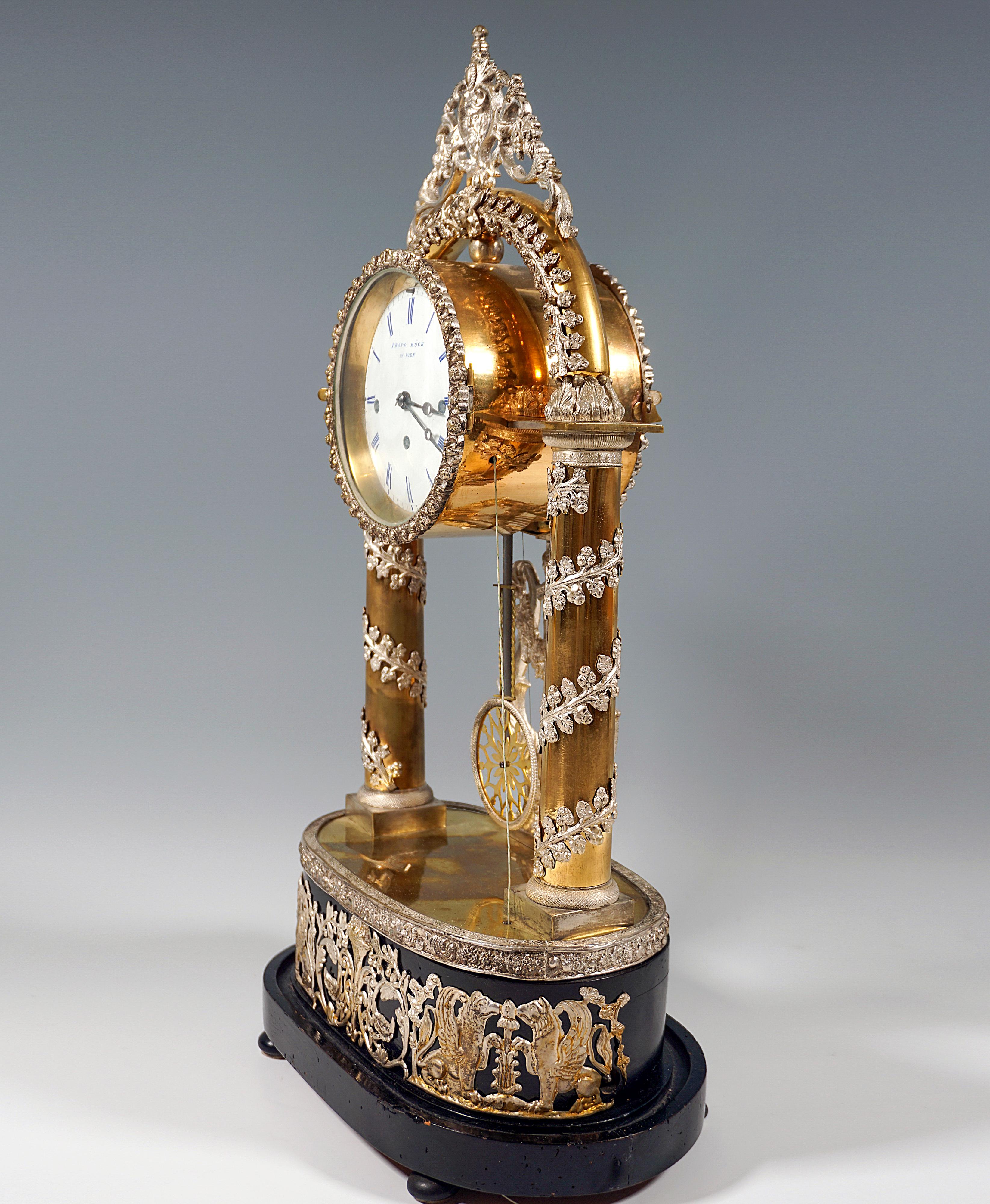 Hand-Crafted Viennese Biedermeier Anniversary Clock With Musical Movement, Boeck & Olbrich