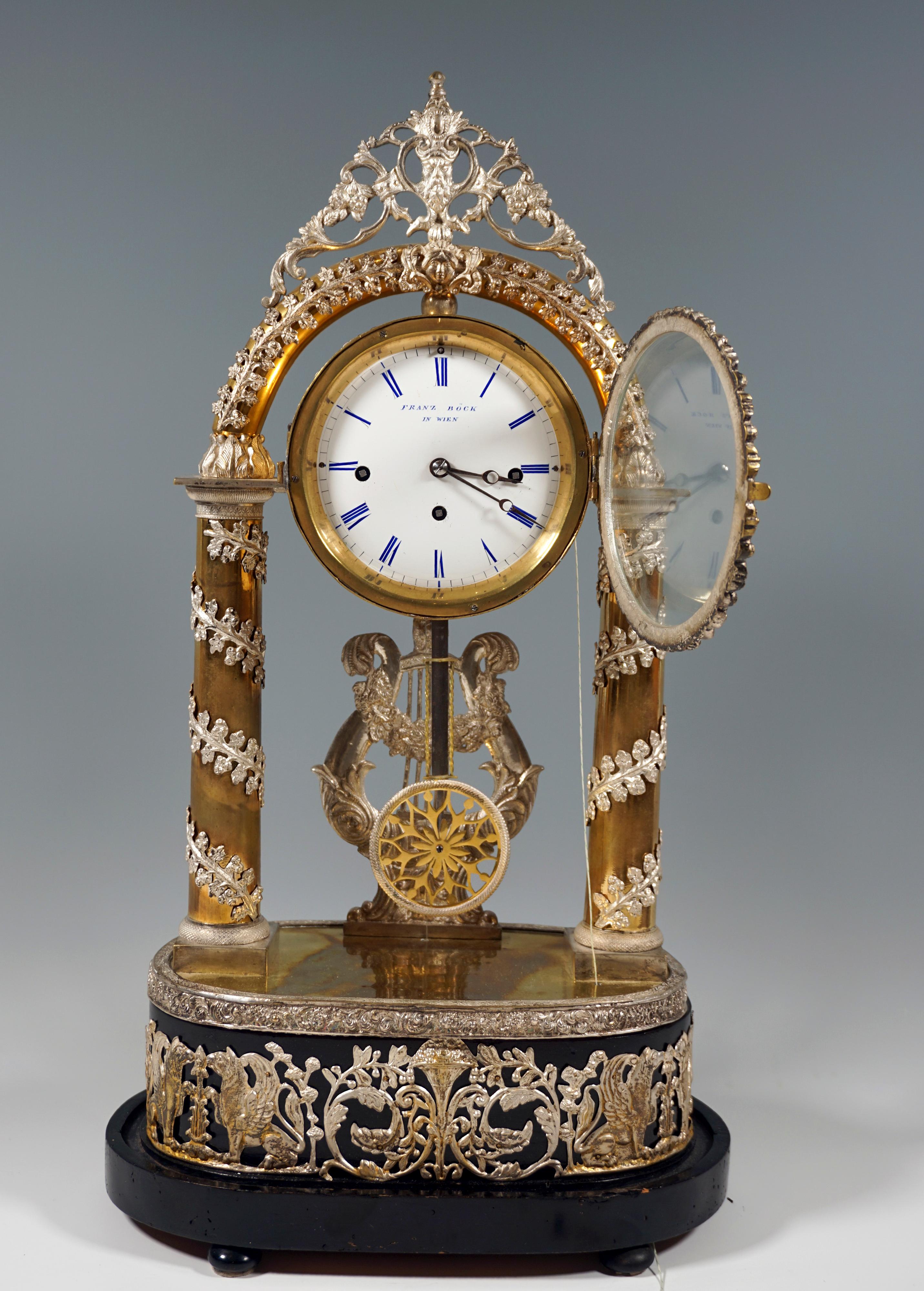 Brass Viennese Biedermeier Anniversary Clock With Musical Movement, Boeck & Olbrich