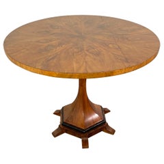 Viennese Biedermeier Figured Fruitwood, Walnut, and Ebonized Center Table