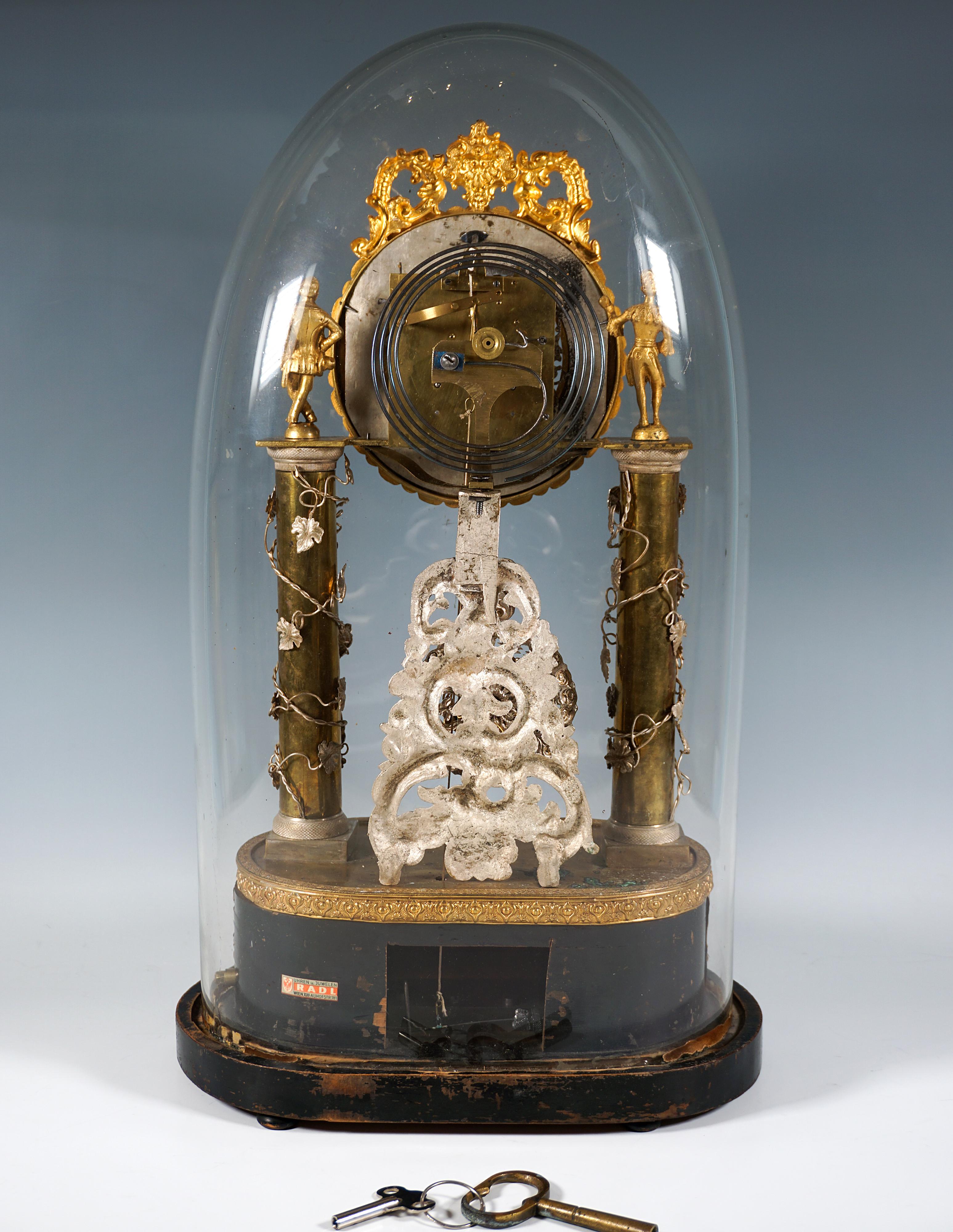 Reloj vienés Biedermeier esqueleto de aniversario con movimiento musical, ca. 1840 en Bueno Estado en Vienna, AT