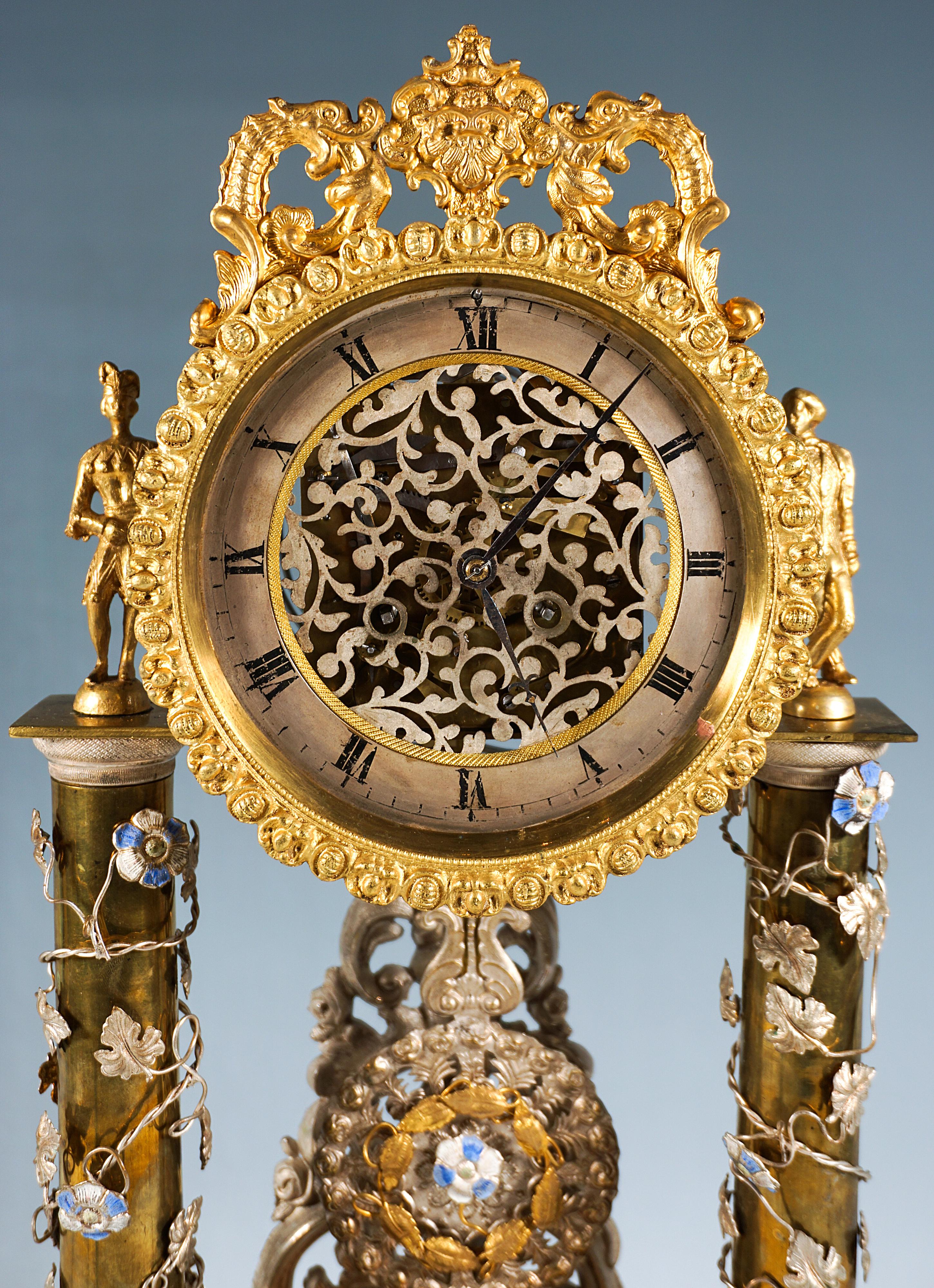 Reloj vienés Biedermeier esqueleto de aniversario con movimiento musical, ca. 1840 1