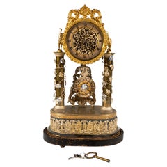 Reloj vienés Biedermeier esqueleto de aniversario con movimiento musical, ca. 1840