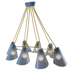 Wiener Messing-Kronleuchter im Mid-Century-Modern-Stil, Diff. Verfügbare Farben