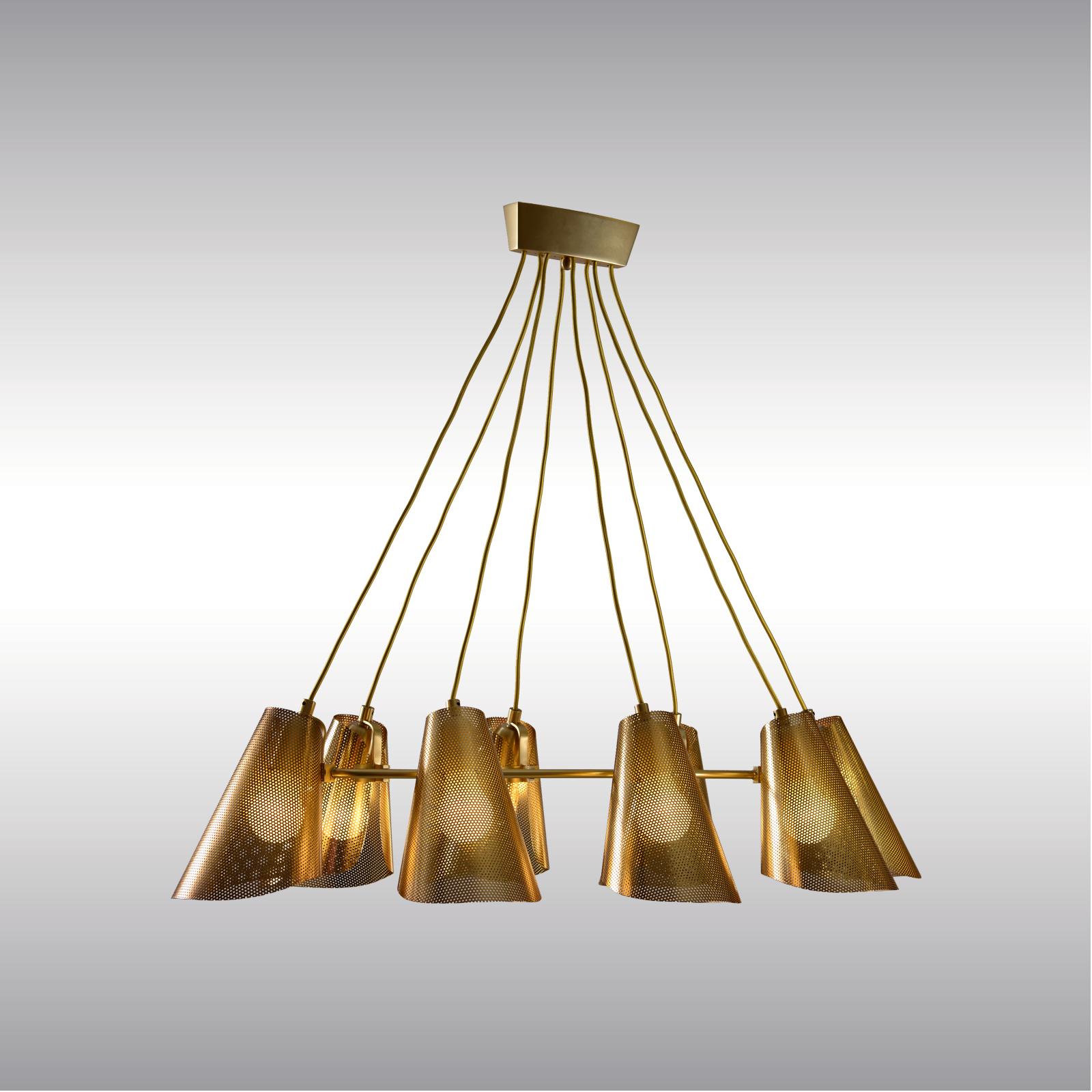 Hand-Crafted Viennese Brass Chandelier Mid-Century Modern Style, Diff. Colors Available For Sale