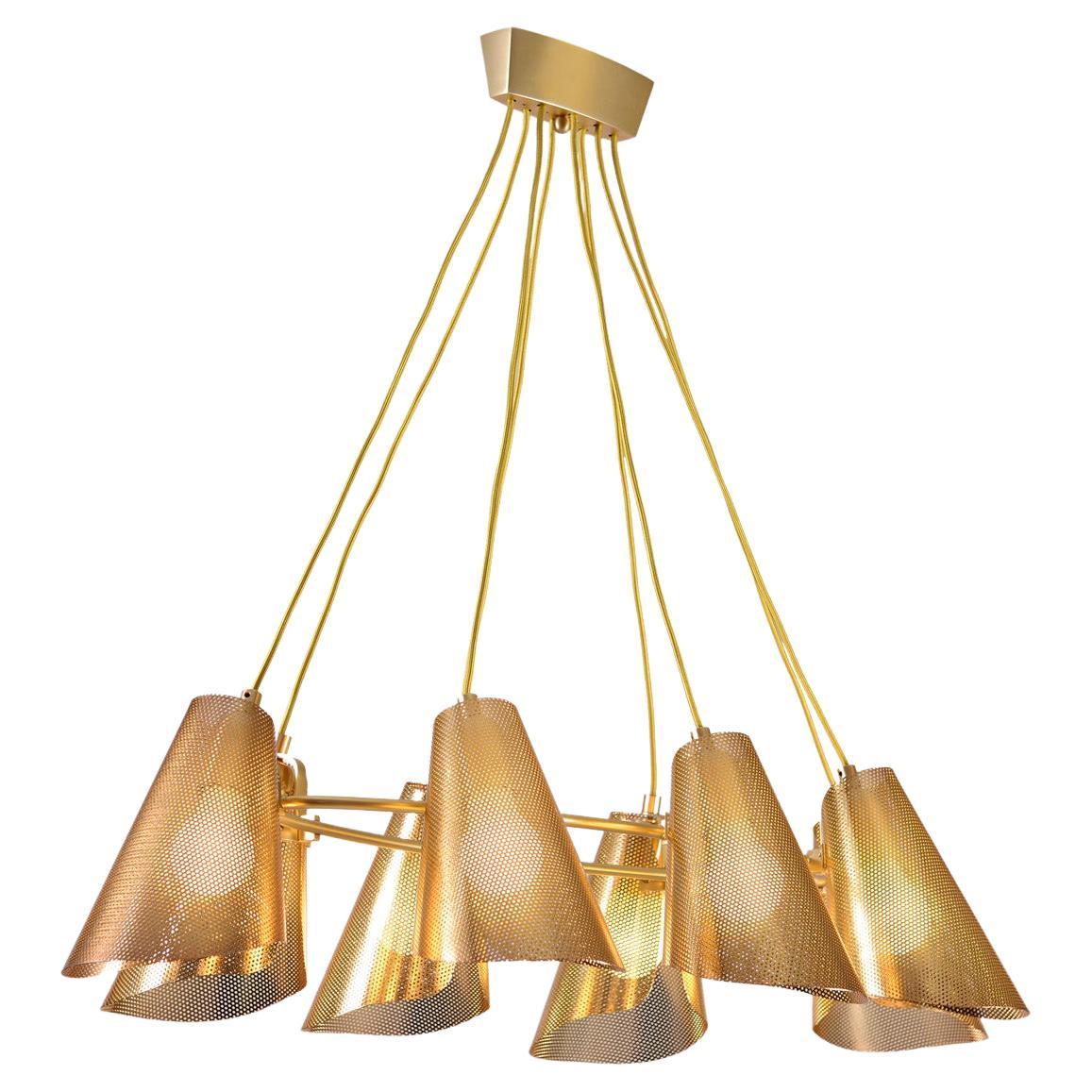 Viennese Brass Chandelier Mid-Century Modern Style, Diff. Colors Available For Sale