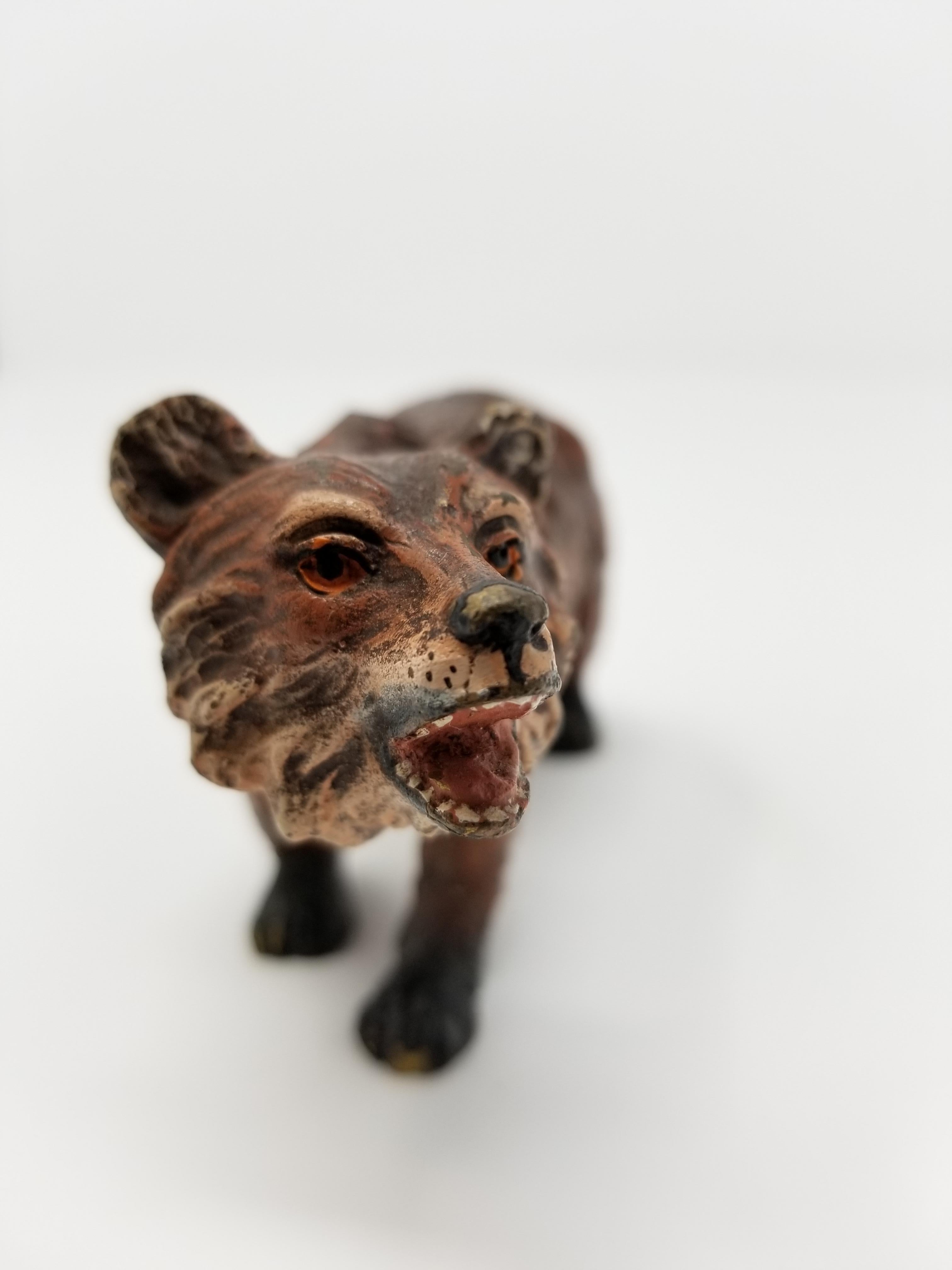 Hand-Painted Viennese Bronze Figure of a Bear, Stamped Austria For Sale