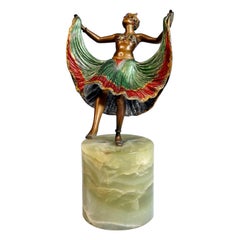 Antique Viennese Bronze, Oriental Dancer on Onyx Base by Bergmann, around 1900