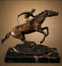 Bronce vienés Caballo de carreras y jinete Firmado Richard Thuss