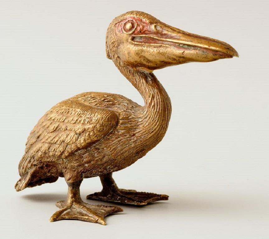 Viennese bronze, Rare Art Deco pelican made from bronze.
1930s.
Measurements: L 10.5 x H 7.0 cm.
In excellent condition. Fine patina.
Marked: Geschützt (German for protected).
