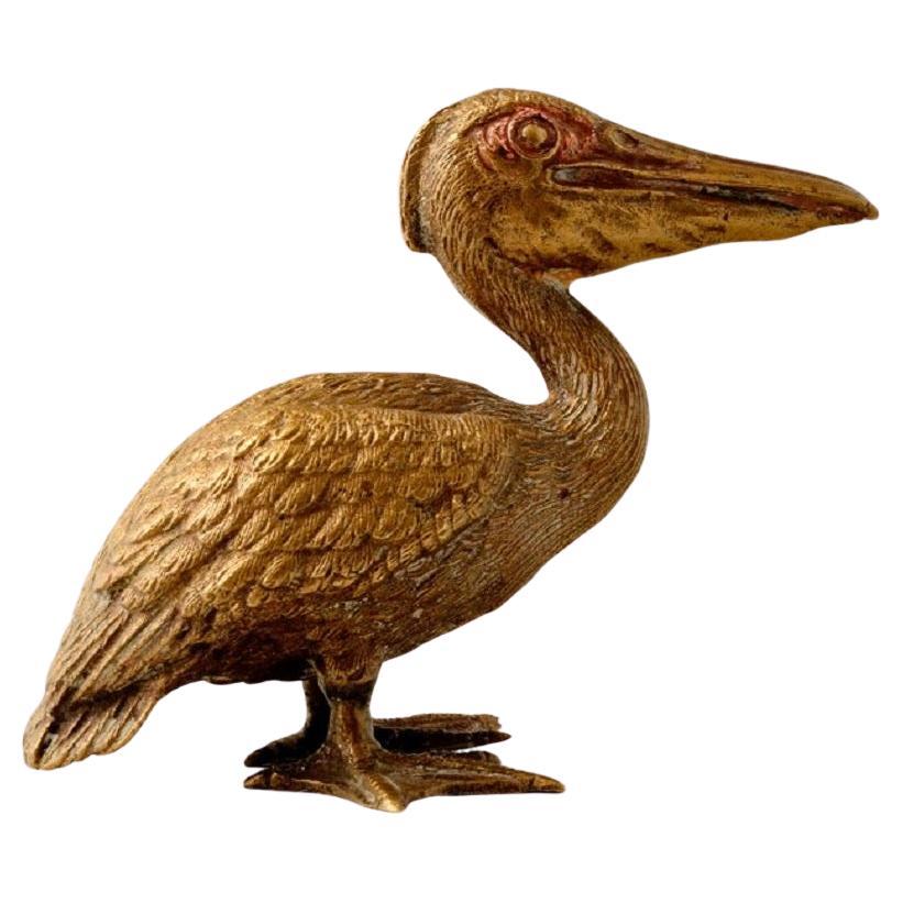 Viennese Bronze, Rare Art Deco Pelican Made from Bronze, 1930s For Sale