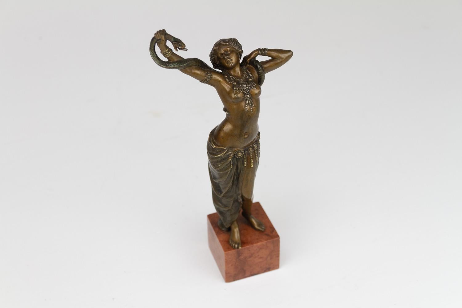 Viennese Bronze Snake Dancer by Franz Xavier Bergmann, 1900s. 3