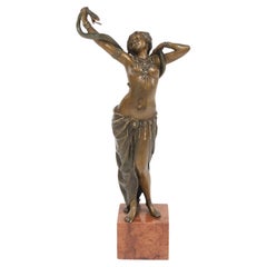 Viennese Bronze Snake Dancer by Franz Xavier Bergmann, 1900s.
