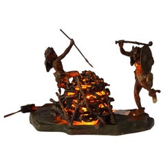 Viennese Bronze, Warriors Dancing Around a Fire, by Franz Bergmann, ca 1910