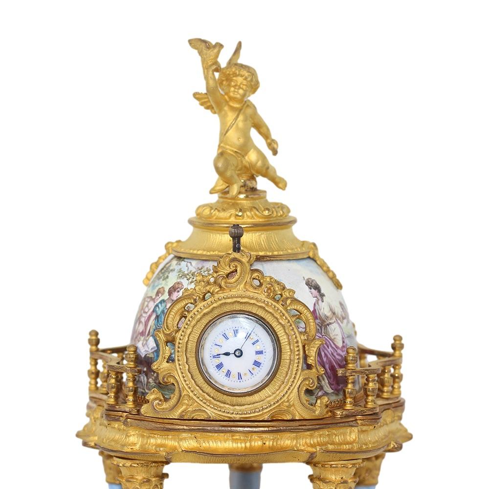 Cast Viennese Classical Enamel Table Clock