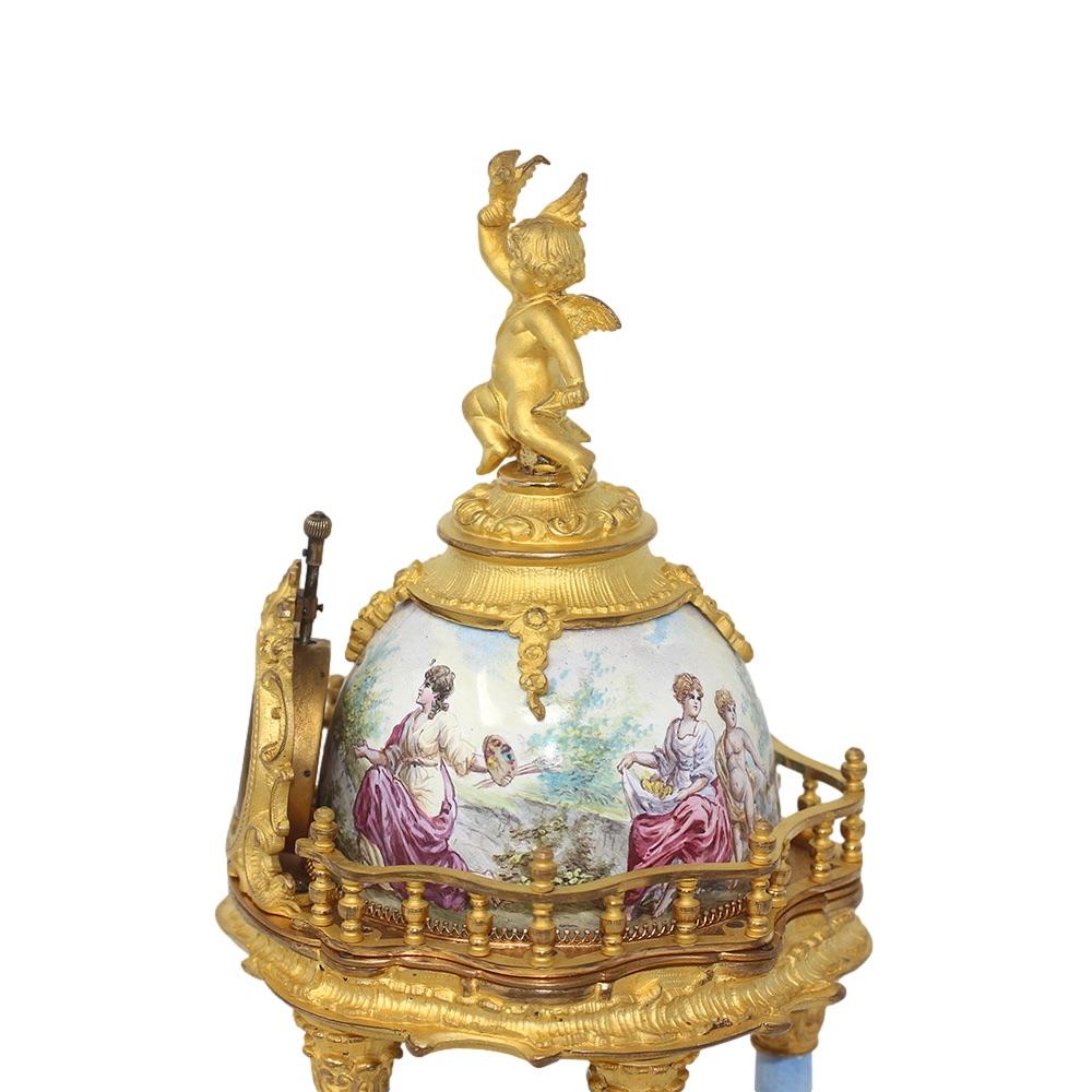 Viennese Classical Enamel Table Clock In Good Condition In Newark, England