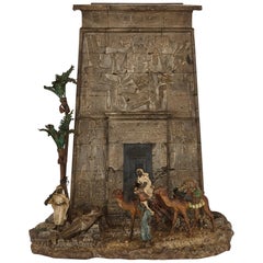 Viennese Cold-Painted Bronze Egyptian Monument Letterbox by Bergman